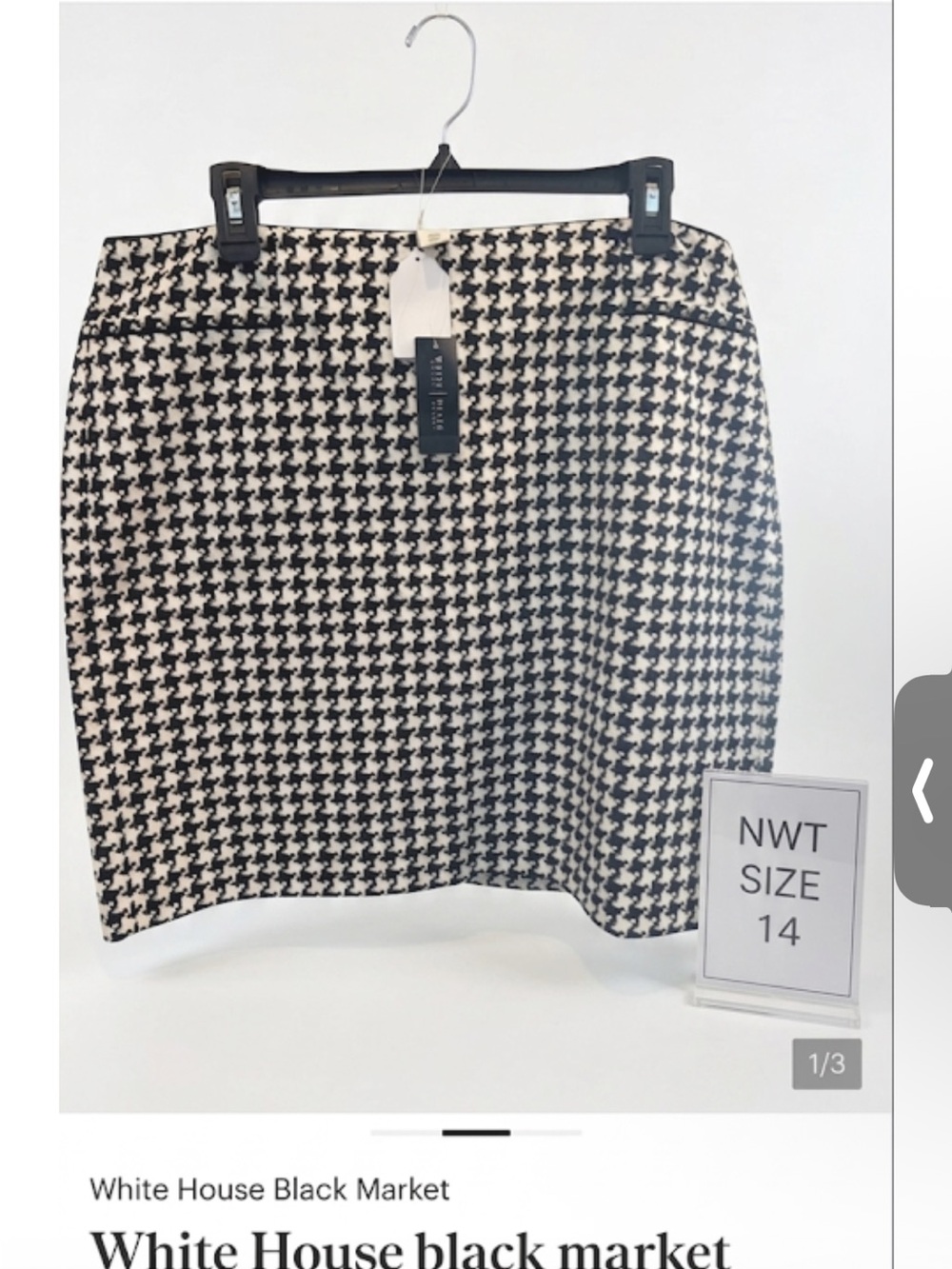 White House black market Houndstooth Pencil Skirt -waist 18